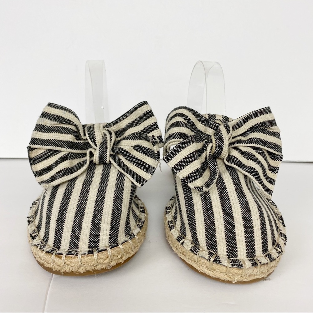 LOFT Canvas Stripe Bow Espadrille Mule Slip-On Shoes Size 10 - Picture 6 of 12